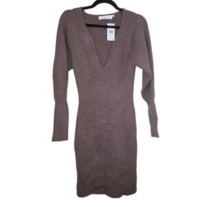 Nwt Astr The Label Brown Knit Sweater Dress Women's Medium